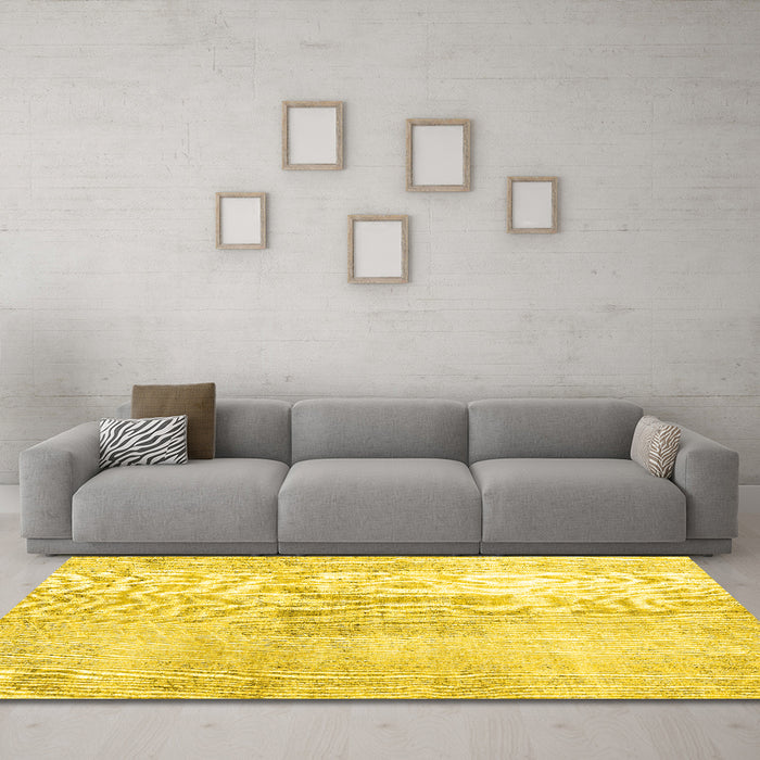 Machine Washable Persian Yellow Traditional Rug in a Living Room, wshtr3574yw