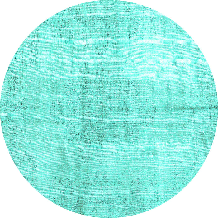 Round Machine Washable Persian Turquoise Traditional Area Rugs, wshtr3574turq