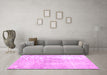 Machine Washable Persian Pink Traditional Rug in a Living Room, wshtr3574pnk