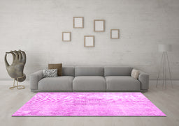 Machine Washable Persian Pink Traditional Rug in a Living Room, wshtr3574pnk
