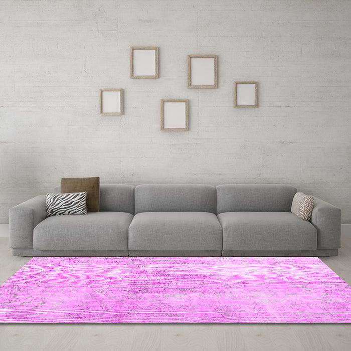 Machine Washable Persian Pink Traditional Rug in a Living Room, wshtr3574pnk