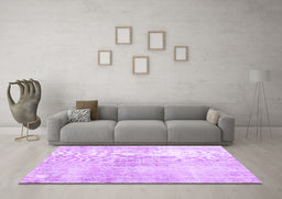 Machine Washable Persian Purple Traditional Area Rugs in a Living Room, wshtr3574pur