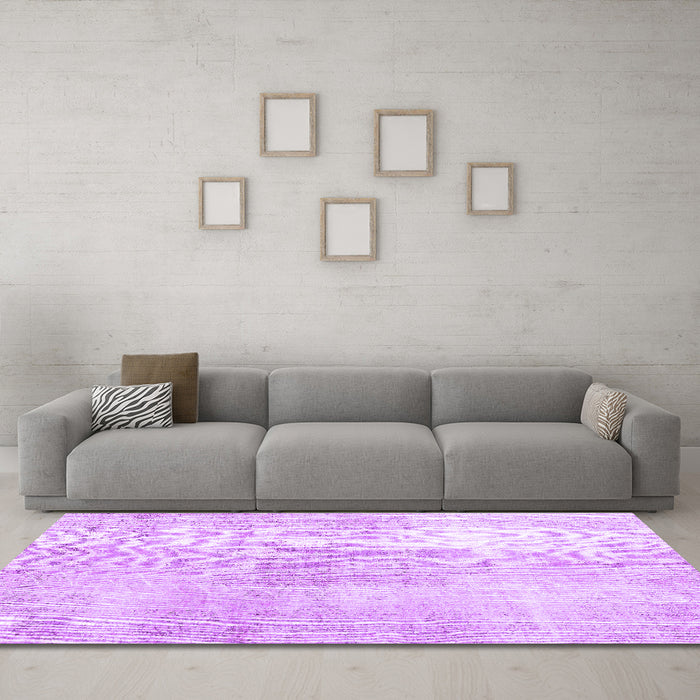 Machine Washable Persian Purple Traditional Area Rugs in a Living Room, wshtr3574pur