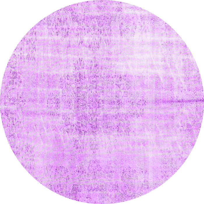 Round Machine Washable Persian Purple Traditional Area Rugs, wshtr3574pur