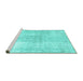 Sideview of Machine Washable Persian Turquoise Traditional Area Rugs, wshtr3574turq