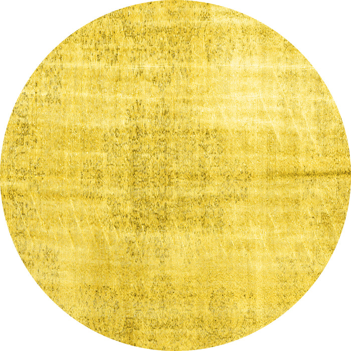 Round Persian Yellow Traditional Rug, tr3574yw