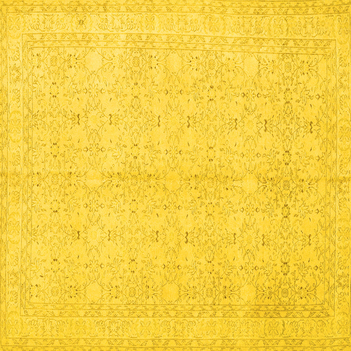 Square Machine Washable Persian Yellow Traditional Rug, wshtr3575yw