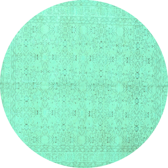 Round Persian Turquoise Traditional Rug, tr3575turq