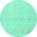 Round Persian Turquoise Traditional Rug, tr3575turq