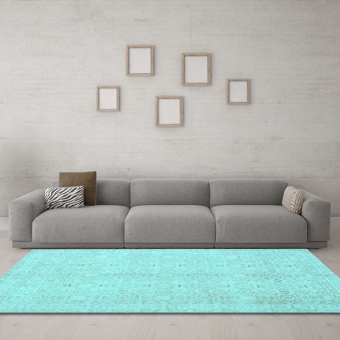 Machine Washable Persian Light Blue Traditional Rug in a Living Room, wshtr3575lblu