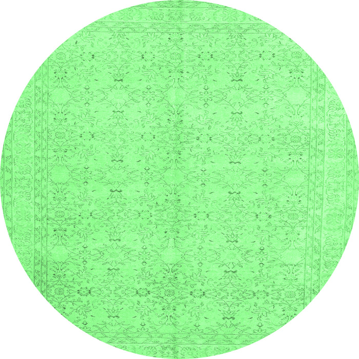 Round Persian Emerald Green Traditional Rug, tr3575emgrn