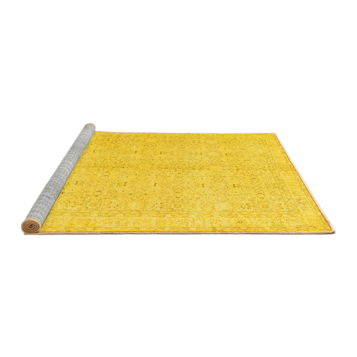 Sideview of Machine Washable Persian Yellow Traditional Rug, wshtr3575yw