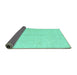 Sideview of Persian Turquoise Traditional Rug, tr3575turq