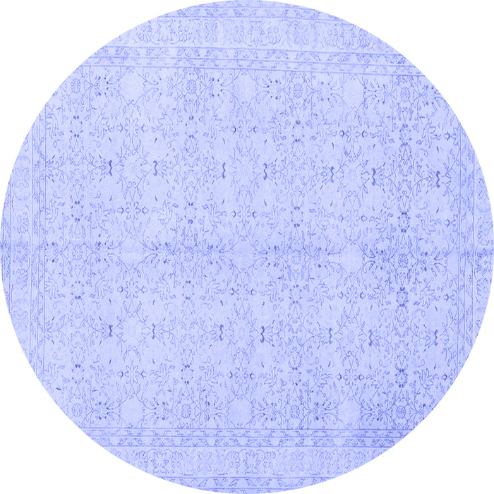Round Persian Blue Traditional Rug, tr3575blu