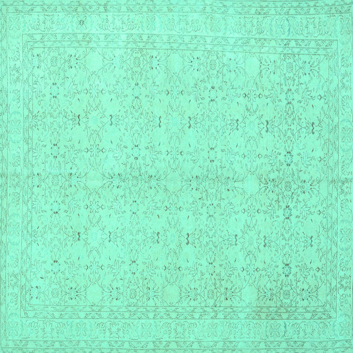 Square Machine Washable Persian Turquoise Traditional Area Rugs, wshtr3575turq