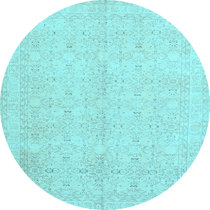 Round Machine Washable Persian Light Blue Traditional Rug, wshtr3575lblu