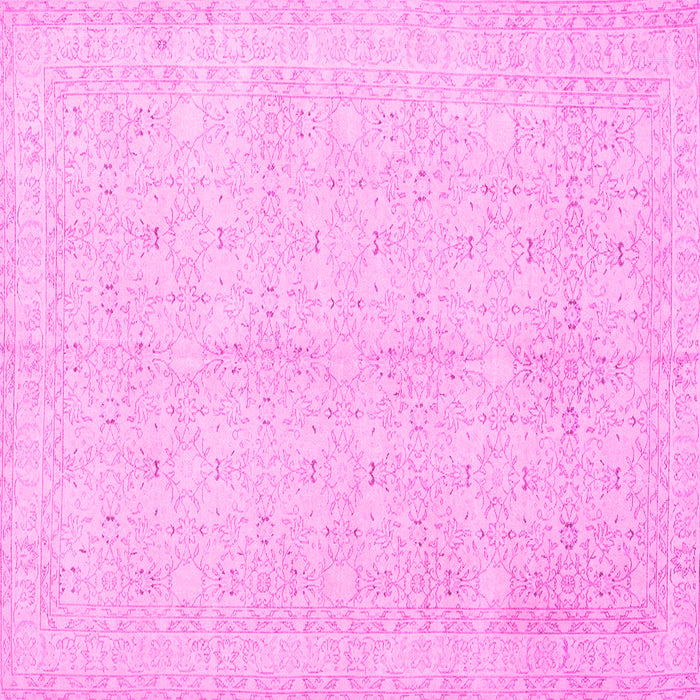 Square Machine Washable Persian Pink Traditional Rug, wshtr3575pnk