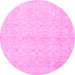 Round Persian Pink Traditional Rug, tr3575pnk