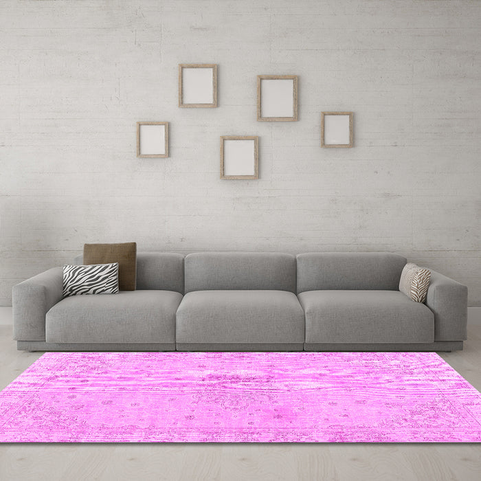 Machine Washable Persian Pink Traditional Rug in a Living Room, wshtr3576pnk