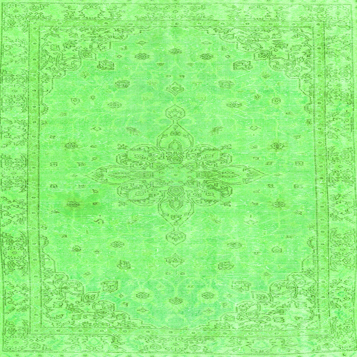 Round Machine Washable Persian Green Traditional Area Rugs, wshtr3576grn