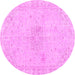 Round Persian Pink Traditional Rug, tr3576pnk