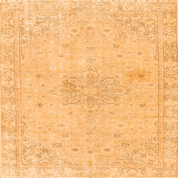 Round Machine Washable Persian Orange Traditional Area Rugs, wshtr3576org