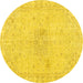 Round Persian Yellow Traditional Rug, tr3576yw