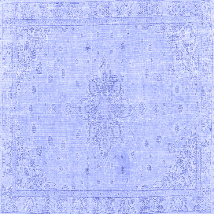 Square Machine Washable Persian Blue Traditional Rug, wshtr3576blu
