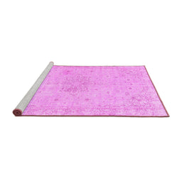 Sideview of Machine Washable Persian Pink Traditional Rug, wshtr3576pnk