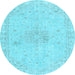 Round Persian Light Blue Traditional Rug, tr3576lblu