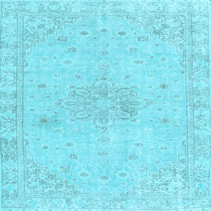 Square Machine Washable Persian Light Blue Traditional Rug, wshtr3576lblu