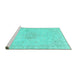 Sideview of Machine Washable Persian Turquoise Traditional Area Rugs, wshtr3576turq