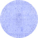 Round Persian Blue Traditional Rug, tr3576blu