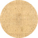 Round Persian Brown Traditional Rug, tr3576brn