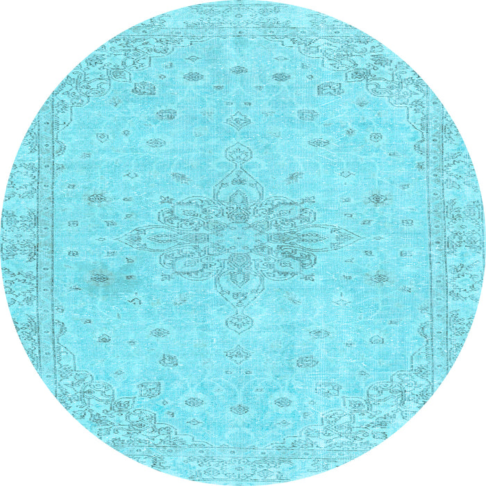 Round Machine Washable Persian Light Blue Traditional Rug, wshtr3576lblu