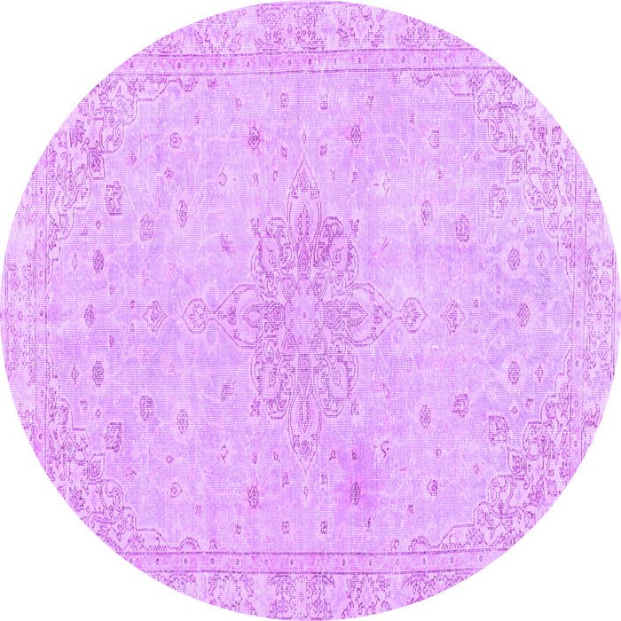 Round Persian Purple Traditional Rug, tr3576pur
