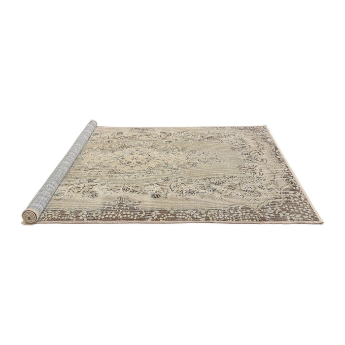 Sideview of Machine Washable Traditional Camel Brown Rug, wshtr3577