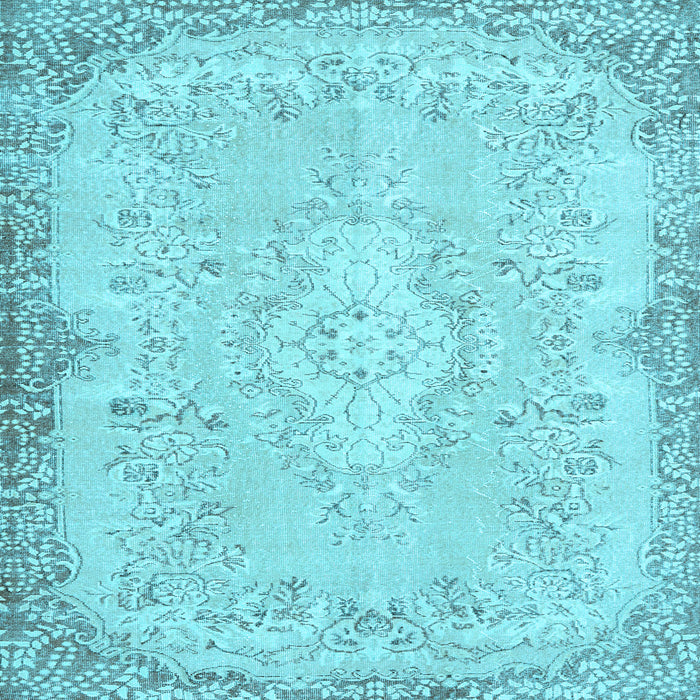 Square Machine Washable Persian Light Blue Traditional Rug, wshtr3577lblu