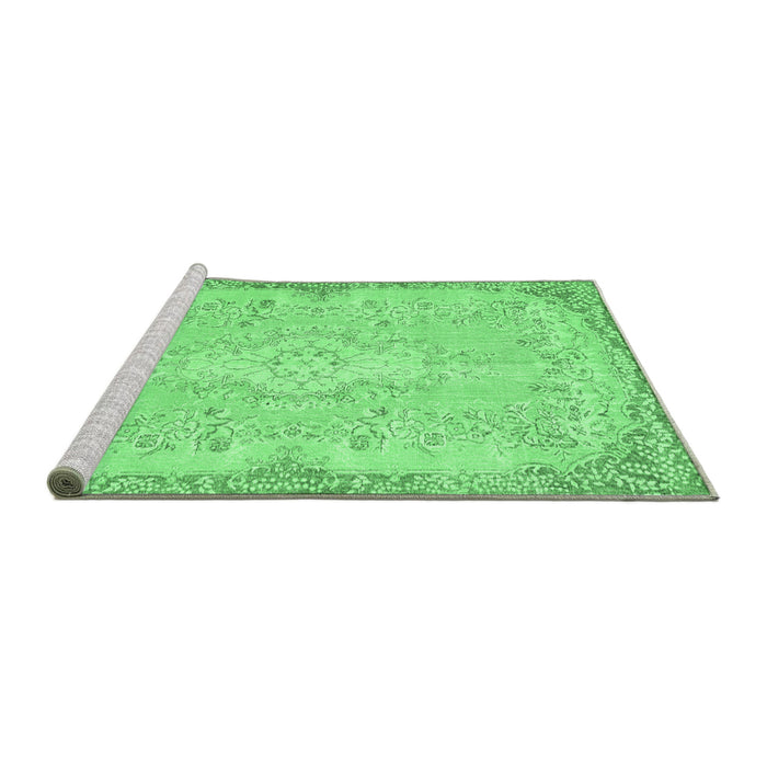 Sideview of Machine Washable Persian Emerald Green Traditional Area Rugs, wshtr3577emgrn