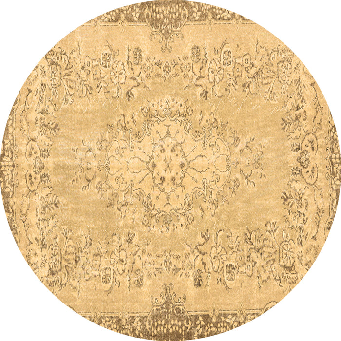 Round Persian Brown Traditional Rug, tr3577brn