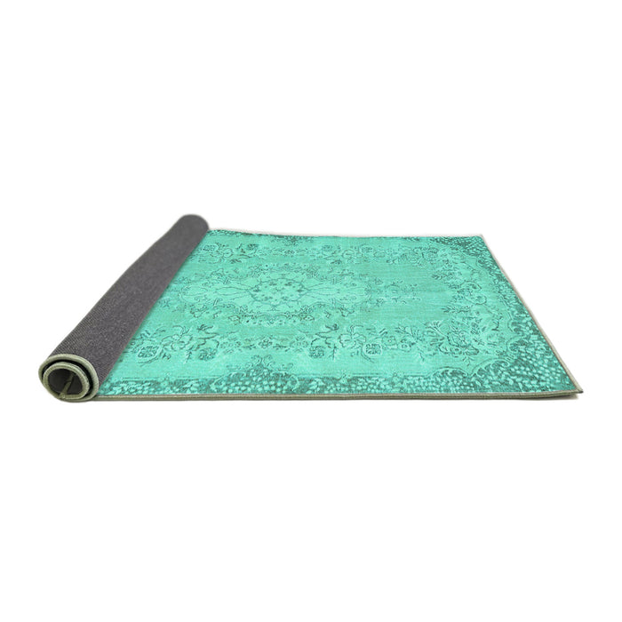 Sideview of Persian Turquoise Traditional Rug, tr3577turq