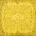 Square Machine Washable Persian Yellow Traditional Rug, wshtr3577yw