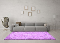 Machine Washable Persian Purple Traditional Area Rugs in a Living Room, wshtr3577pur