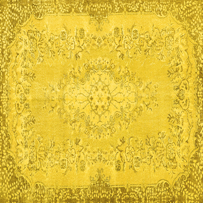 Square Persian Yellow Traditional Rug, tr3577yw