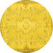Round Persian Yellow Traditional Rug, tr3577yw