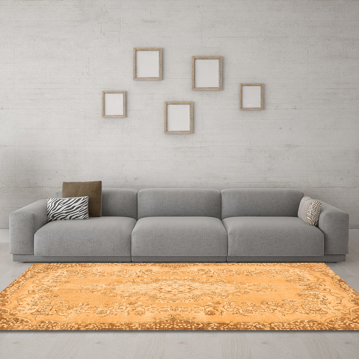 Machine Washable Persian Orange Traditional Area Rugs in a Living Room, wshtr3577org
