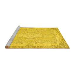 Sideview of Machine Washable Persian Yellow Traditional Rug, wshtr3577yw