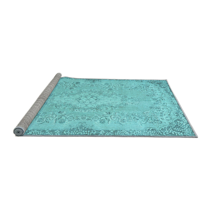 Sideview of Machine Washable Persian Light Blue Traditional Rug, wshtr3577lblu