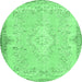 Round Persian Emerald Green Traditional Rug, tr3577emgrn