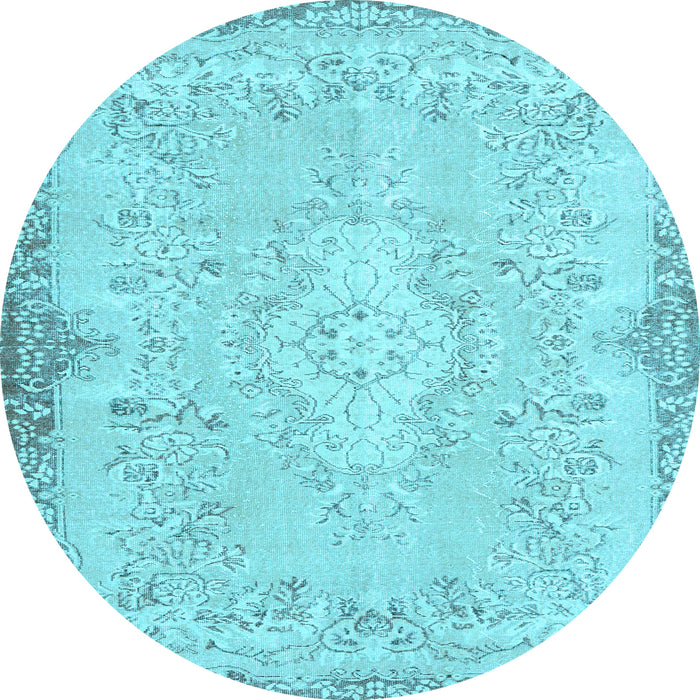 Round Machine Washable Persian Light Blue Traditional Rug, wshtr3577lblu